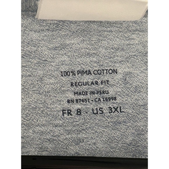 Men's Lightweight 100% Pima Cotton V-Neck T-Shirt Men's 3XL - Blue Preppy - Picture 3 of 7